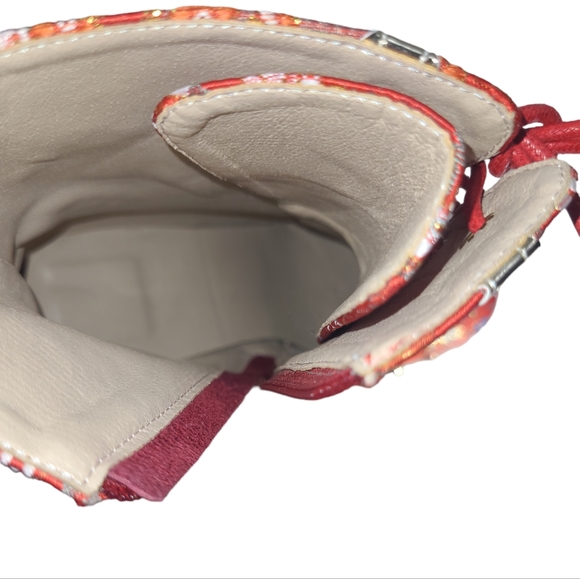 Womens Platform High Heels Square Toe Pearl Lace Strap Rivet Decor Boots 38(7.5) - Picture 13 of 13